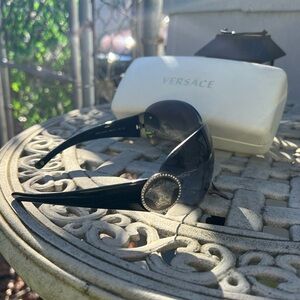 Versace Black Sunglasses with Silver Medusa Accent